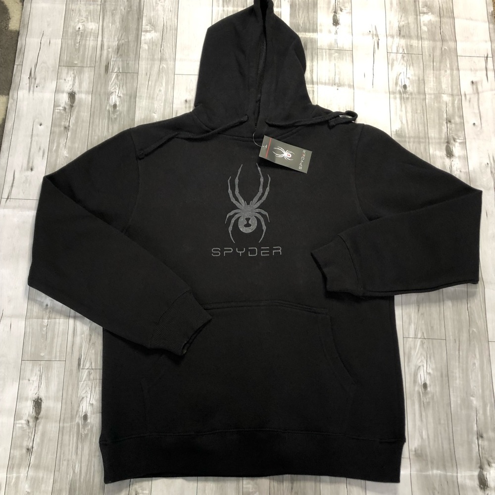 Spyder Hoodie Sweatshirt Mens Medium NWT Black Hoodie Kangaroo Pocket